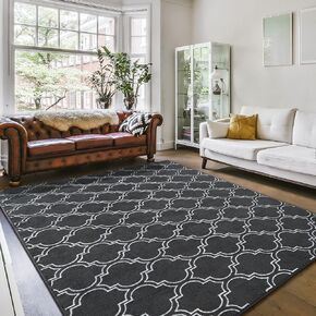 Amearea Fluffy Indoor Area Rug, Soft Trellis Moroccan Rugs for Bedroom, Shag Modern Area Rug for Living Room Kids Room Nursery, Easy Clean, Geometry Home Decor Low Pile Carpet, Light Gray 5x7 Feet