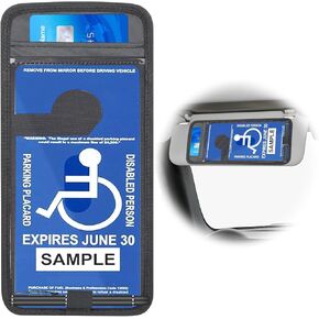 Handicap Placard Holder for Auto, Transparent Disabled Parking Permit Sign Protector Car Visor Parking Permit Holder with Elastic Strap for Car Sun Visor