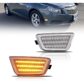 Front Fender LED Side Marker Lights for Chevy Cruze 2011 2012 2013 2014 2015, Cruze Smoked Lens Side Bumper Marker Lamps, [Ultra-Bright] White LED Side Markers Turn Signal Lights, 2 PCS