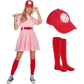 Morph - Pink Baseball Costume - Dottie Baseball Costume - Halloween Costumes For Women - Movie Character Costume Plus Size