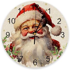 Christmas Wall Clock 10 Inch Silent Non-Ticking Xmas Winter Snowflake Sparkle Red Wall Clocks Battery Operated-Elegant Red Christmas Balls Clock for Office,Home,Kitchen,Bedroom,School,Living Room