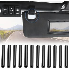 Upgrade Sun Visor Repair Kit, Car Visor Repair Tool Kit 12 Pcs Repair Tubes Compatible with Jeep Wrangler Jk Jku 2007-2017 Accessories,Quick and Easy Repair Left & Right Side Loose Sunvisor (Black)