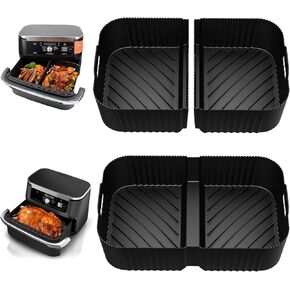 HOMELYLIFE Air Fryer Silicone Liners Accessories 9 Pcs for Ninja DZ071 7-QT DualZone Megazone Air Fryer, Include 3 Pcs Silicone Liners,Taco Holders,Oil Brush,Silicone Loves,Kitchen Tongs