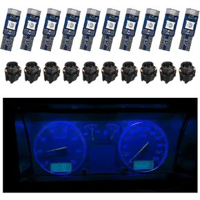 10PCS T5 LED Lights for Car Dashboard, Super Bright 3030-3SMD Auto Bulb with Twist Lock Socket, Interior Instrument Panel Gauge Indicator Replacement, Car Accessories (Blue)
