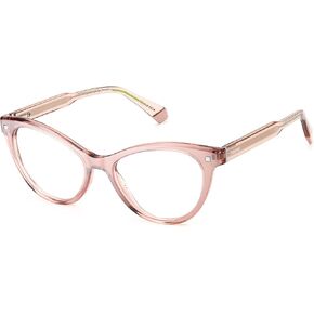Polaroid Sunglasses Women's PLD D446 Cat Eye Prescription Eyewear Frames, Pearl Pink/Demo Lens, 52mm, 17mm