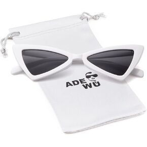 ADE WU Triangle Sunglasses for Women Men Vintage Retro Cat Eye Sunglasses UV400 Protection