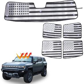 for Hummer EV Accessories 4 Piece Sunshade Roof 1 Piece Front Windshield Sunshade,Compatible with Hummer EV 2024+ Sunshade Windshield and Sunroof, Foldable Car Sun Shade Blocks Sun Rays (Style B)
