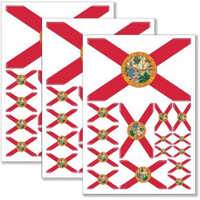 QQSD Florida Flag Sticker Decal in Multiple Sizes, 3 Pack, 11.7 x 8.3 Inches