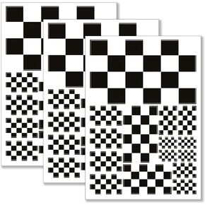 QQSD Checkered Black and White Racing Flag Sticker Decal in Multiple Sizes, 3 Pack, 11.7 x 8.3 Inches