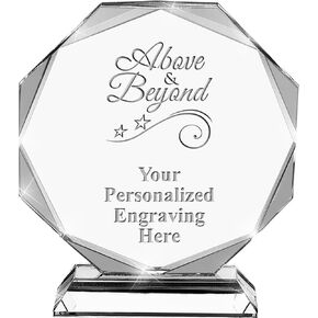 above and Beyond Crystal Awards, 6.75" Custom Corporate Award with Engraving Included Prime