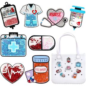 Nurse Charms for Bogg Bags,Nurse Accessories for Women's Simply Southern Beach Totes Decoration,Insert Accessory for Rubber Beach Bag