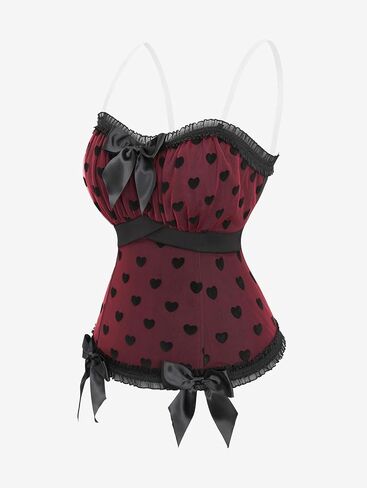 ROSE GAL Rosegal Plus Size Vintage Corsets for Women Heart Lace Panel Bowknot Lace-up Bustier Corset Top in Saudi Arabia