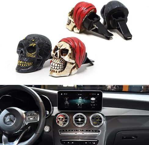 Set of 3, Skull Statue Air Vent Clips Car Interior Accessories, Skeleton Outlet Freshener Perfume Clips, Cute Ghost Car Interior Decor, Funny Ornament Christmas Decor Gifts for Men Women in Saudi Arabia