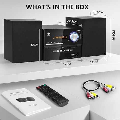 Stereo Shelf Systems CD Player, CD-169 Vintage Micro HiFi Systems 40W Premium Music System for Home with BT, 3.5mm Aux-in, USB Playback, Headphone Jack, CD Player Audio System with Audio Output in Saudi Arabia