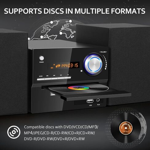 Stereo Shelf Systems CD Player, CD-169 Vintage Micro HiFi Systems 40W Premium Music System for Home with BT, 3.5mm Aux-in, USB Playback, Headphone Jack, CD Player Audio System with Audio Output in Saudi Arabia