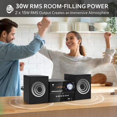 Stereo Shelf Systems CD Player, CD-169 Vintage Micro HiFi Systems 40W Premium Music System for Home with BT, 3.5mm Aux-in, USB Playback, Headphone Jack, CD Player Audio System with Audio Output in Saudi Arabia