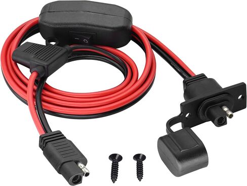 12AWG SAE Power Outlet Sidewall Port Adapter Cable with 20A Fuse,SAE Weatherproof Solar Panel Mount Flush Mount Connector Cable for Motorcycle Cars,Camp Trailer Solar Panels.(0.3M/2Pack) in Kuwait
