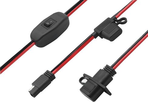 12AWG SAE Power Outlet Sidewall Port Adapter Cable with 20A Fuse,SAE Weatherproof Solar Panel Mount Flush Mount Connector Cable for Motorcycle Cars,Camp Trailer Solar Panels.(0.3M/2Pack) in Kuwait