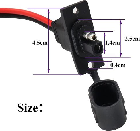 12AWG SAE Power Outlet Sidewall Port Adapter Cable with 20A Fuse,SAE Weatherproof Solar Panel Mount Flush Mount Connector Cable for Motorcycle Cars,Camp Trailer Solar Panels.(0.3M/2Pack) in Kuwait