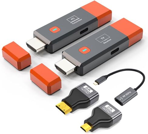 Wireless HDMI Transmitter and Receiver, Portable 2.4G/5G Wireless HDMI Extender, 4K Decode 1080P Output, 260FT/80M for Streaming Video and Audio from Laptop/PC/TV Box/Projector/PS5 to Monitor. in Saudi Arabia