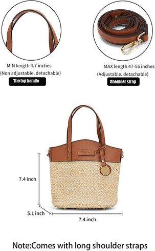 Straw Crossbody Bag, Women Bucket Shoulder Top Handle Purse, Ladies' Handmade Woven Bucket Bag in Saudi Arabia