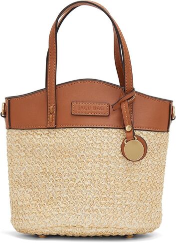 Straw Crossbody Bag, Women Bucket Shoulder Top Handle Purse, Ladies' Handmade Woven Bucket Bag in Saudi Arabia
