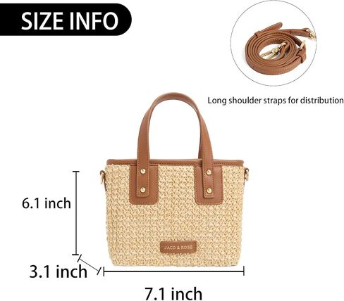 Straw Crossbody Bag, Women Bucket Shoulder Top Handle Purse, Ladies' Handmade Woven Bucket Bag in Saudi Arabia