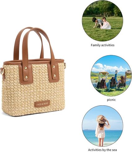 Straw Crossbody Bag, Women Bucket Shoulder Top Handle Purse, Ladies' Handmade Woven Bucket Bag in Saudi Arabia