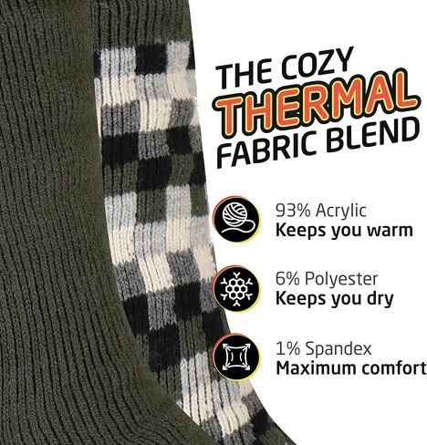 HOT FEET Thermal Socks for Men, Extreme Cold Weather, 2/4 Pack Thick Warm Socks for Men, Winter Insulated Socks, Size 6-12.5 in Kuwait