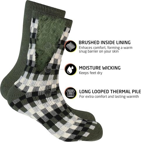 HOT FEET Thermal Socks for Men, Extreme Cold Weather, 2/4 Pack Thick Warm Socks for Men, Winter Insulated Socks, Size 6-12.5 in Kuwait