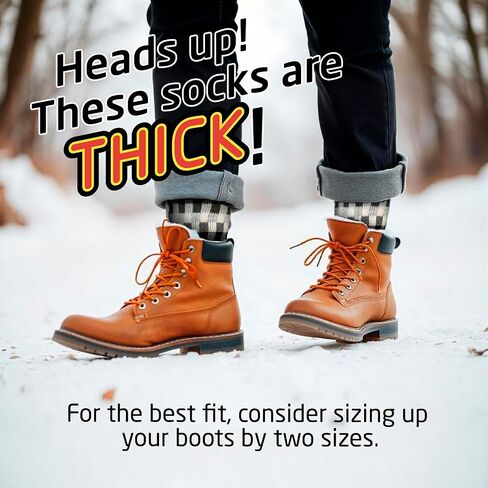 HOT FEET Thermal Socks for Men, Extreme Cold Weather, 2/4 Pack Thick Warm Socks for Men, Winter Insulated Socks, Size 6-12.5 in Kuwait