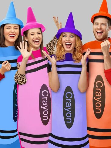 4 Set Crayon Costume for Adults, Halloween Crayon Fancy Dress Funny Outfit for Halloween Cosplay Dress up, One Size in Saudi Arabia
