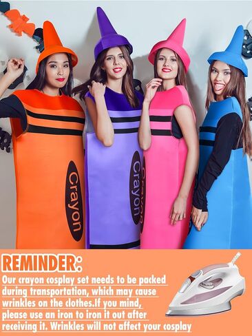 4 Set Crayon Costume for Adults, Halloween Crayon Fancy Dress Funny Outfit for Halloween Cosplay Dress up, One Size in Saudi Arabia