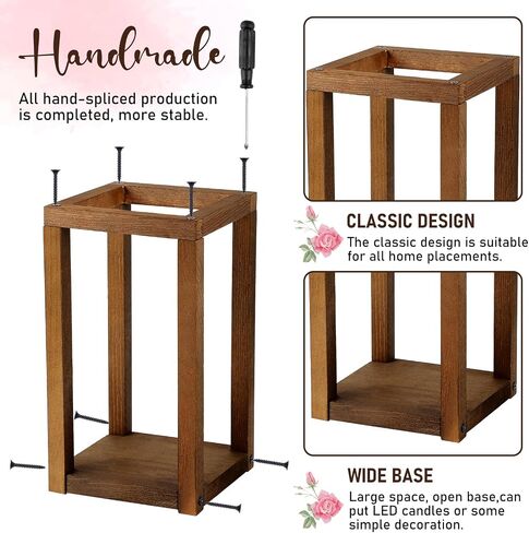 Yaomiao 24 Pcs Wooden Wedding Lantern Centerpiece Rustic Wooden Candle Holders Decorative Lantern Candle Holder Farmhouse Lantern for Table Fireplace Wedding Party Baby Shower Room Decor Gift in Kuwait