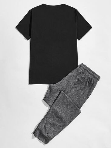 OYOANGLE Men's 2 Piece Outfits Short Sleeve T Shirt and Sweatpants Lounge Set Sleepwear Tracksuit in Saudi Arabia
