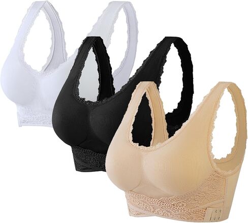Kendally Bra Comfy Corset Bra Front Cross Side Buckle Lace Bras for Older Women Full Coverage Yoga Sports T-Shirt Bra in Saudi Arabia