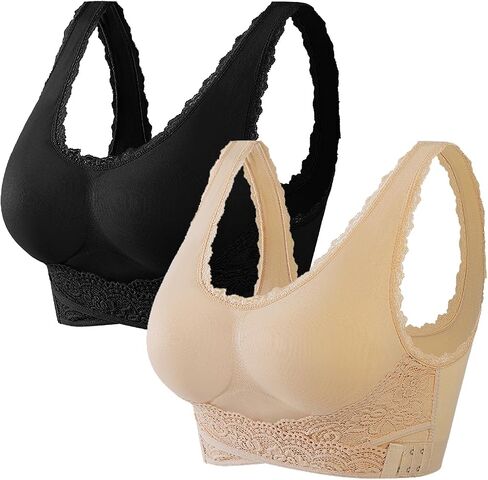 Kendally Bra Comfy Corset Bra Front Cross Side Buckle Lace Bras for Older Women Full Coverage Yoga Sports T-Shirt Bra in Saudi Arabia