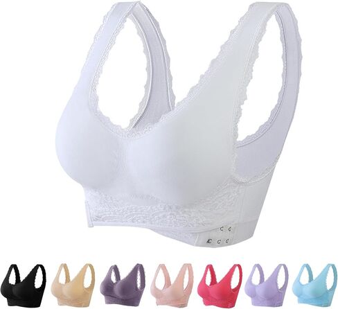 Kendally Bra Comfy Corset Bra Front Cross Side Buckle Lace Bras for Older Women Full Coverage Yoga Sports T-Shirt Bra in Saudi Arabia