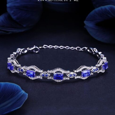 14K Gold Tanzanite Bracelet for Women, Natural Blue Tanzanite Pendant Bracelet, Delicate Sapphire Bracelet, Jewelry Bracelet Gifts for Women (Style2) in Kuwait
