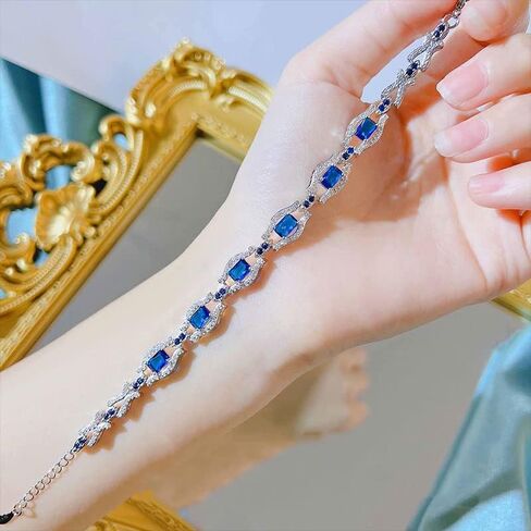 14K Gold Tanzanite Bracelet for Women, Natural Blue Tanzanite Pendant Bracelet, Delicate Sapphire Bracelet, Jewelry Bracelet Gifts for Women (Style2) in Kuwait