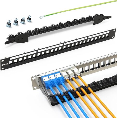 16 Port Patch Panel Blank Keystone Patch Panel 1U Network Patch Panel with Smart Cable(No Cable Tie Required) Management for 19inch Rackmount in Saudi Arabia