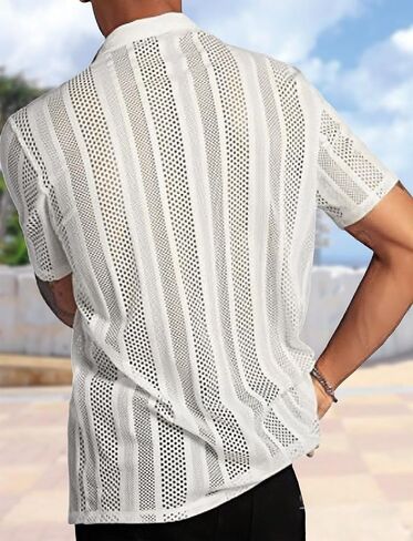 Panegy Men's Sheer Top Disco Rave Festival Outfits Rock Bands Nightclub Party Tee Shirts Blouse 70s Streetwear in Kuwait