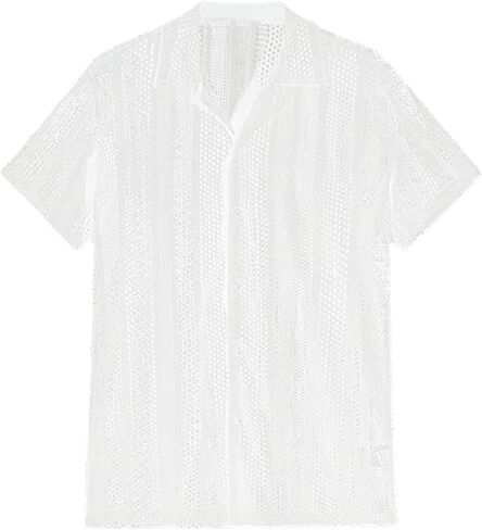 Panegy Men's Sheer Top Disco Rave Festival Outfits Rock Bands Nightclub Party Tee Shirts Blouse 70s Streetwear in Kuwait
