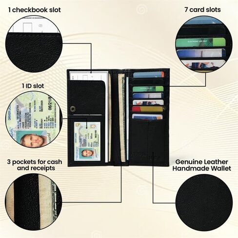 Men's Rodeo Rose Wallet Fulll Grain leather RFID Blocking Bifold Wallet with Multiple Card slots, ID holder and Cash Compartment in Saudi Arabia