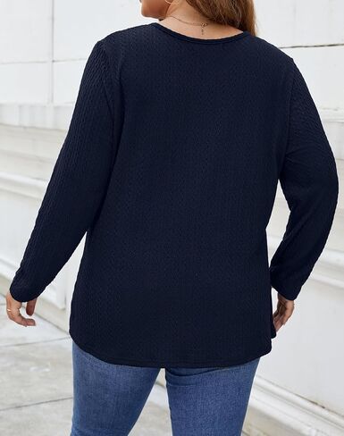 Womens Plus Size Sweaters Long Sleeve V Neck Lightweight Pullover Knit Sweater Tops in Saudi Arabia