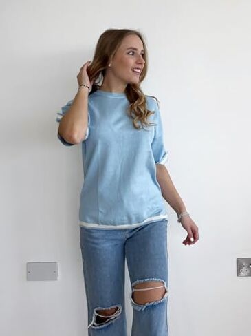 Zeagoo Womens Knit Crew Neck Short Sleeve Tops Summer Pullover Blouse Basic Casual T-Shirt S-XXL in Saudi Arabia