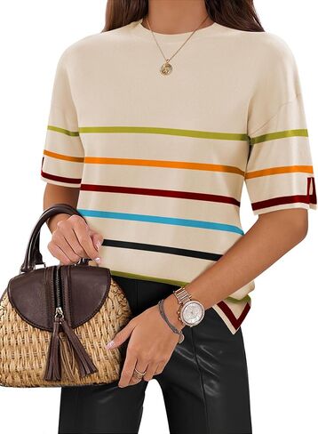 Zeagoo Womens Knit Crew Neck Short Sleeve Tops Summer Pullover Blouse Basic Casual T-Shirt S-XXL in Saudi Arabia