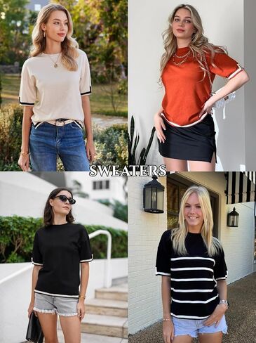 Zeagoo Womens Knit Crew Neck Short Sleeve Tops Summer Pullover Blouse Basic Casual T-Shirt S-XXL in Saudi Arabia
