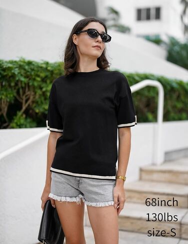 Zeagoo Womens Knit Crew Neck Short Sleeve Tops Summer Pullover Blouse Basic Casual T-Shirt S-XXL in Saudi Arabia