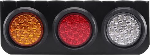 قطعتان من شريط إضاءة ذيل الشاحنة LED مناسب لشاحنة مقطورة 12-24 فولت تيار مستمر RV تخييم، مصباح خلفي كهرماني أحمر أبيض إيقاف مصباح إشارة الانعطاف مع قاعدة دعامة حديدية in Kuwait